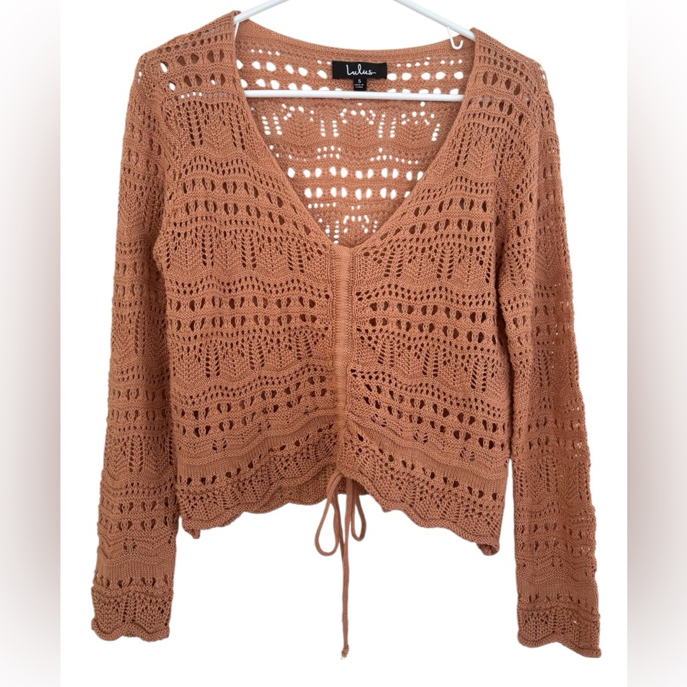 Lulu's Rust Crochet Knit Top